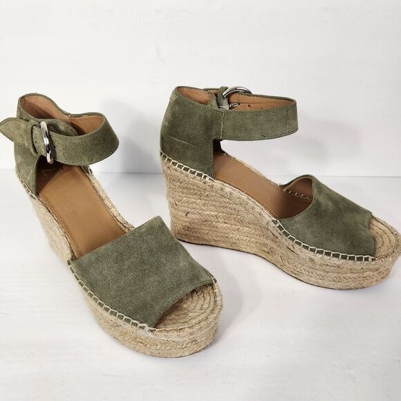Marc Fisher Adalyn Espadrille Leather Wedge Platform Olive Green Suede Size 8.5 - Picture 14 of 14